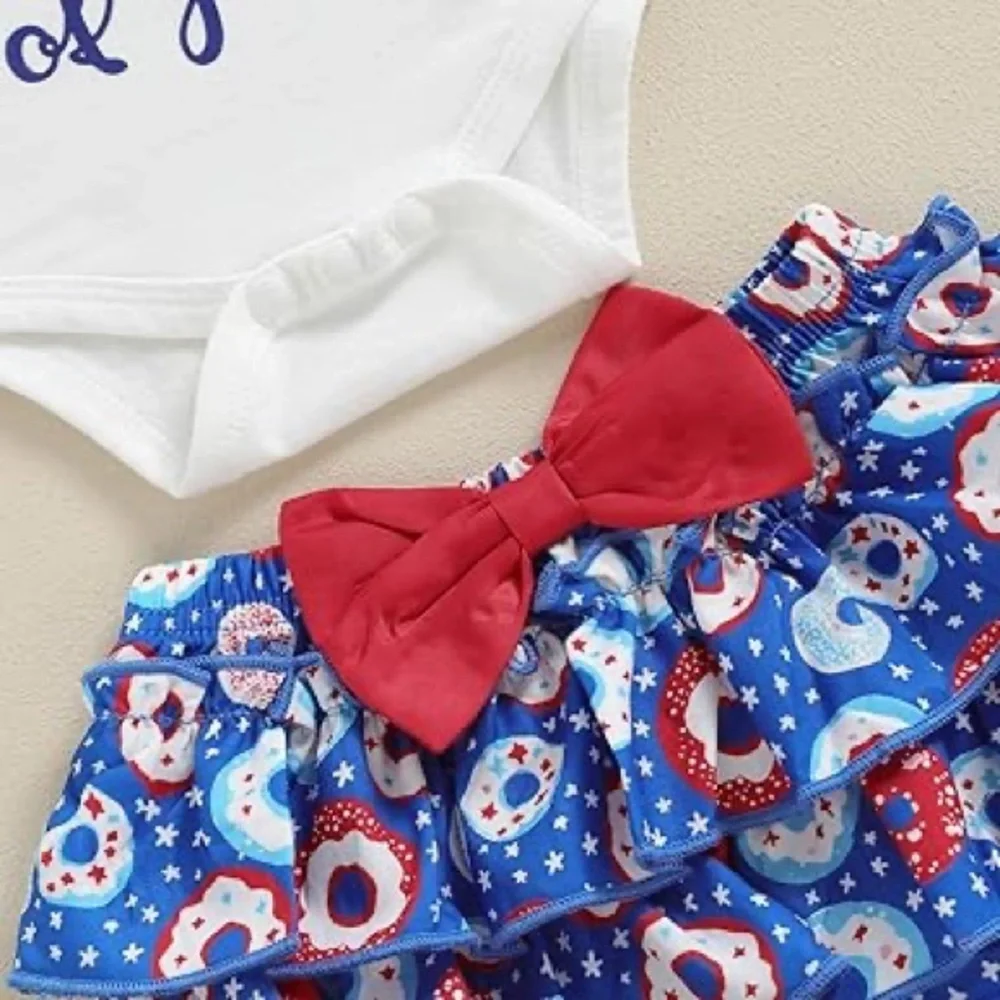 Red and Blue Diaper Cover with Bow